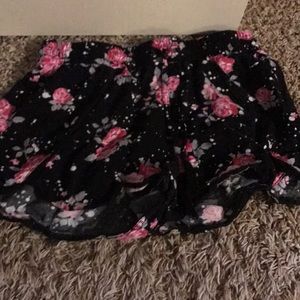 Pink and black rose shorts